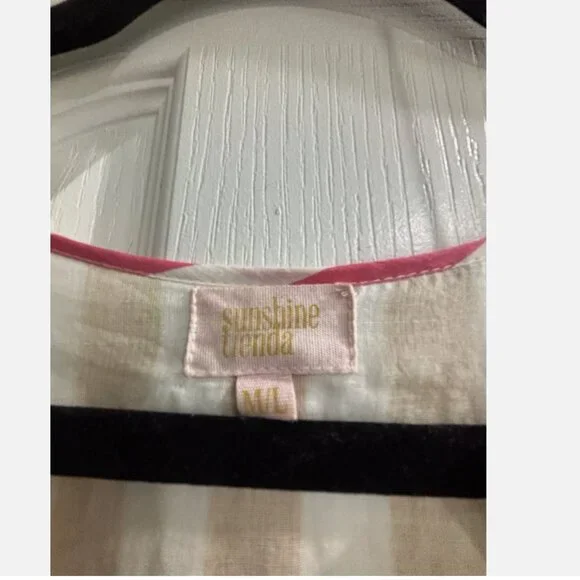 SUNSHINE TIENDA MUSTARD & PINK STRIPED COPA W/ POCKETS DRESS M/L *SMALL FLAW - Picture 4 of 14